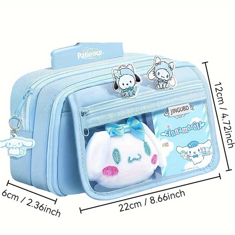 Sanrio Large 9-Layer Spacious Purple Kurumi Blue Artificial Jade Pencil Case