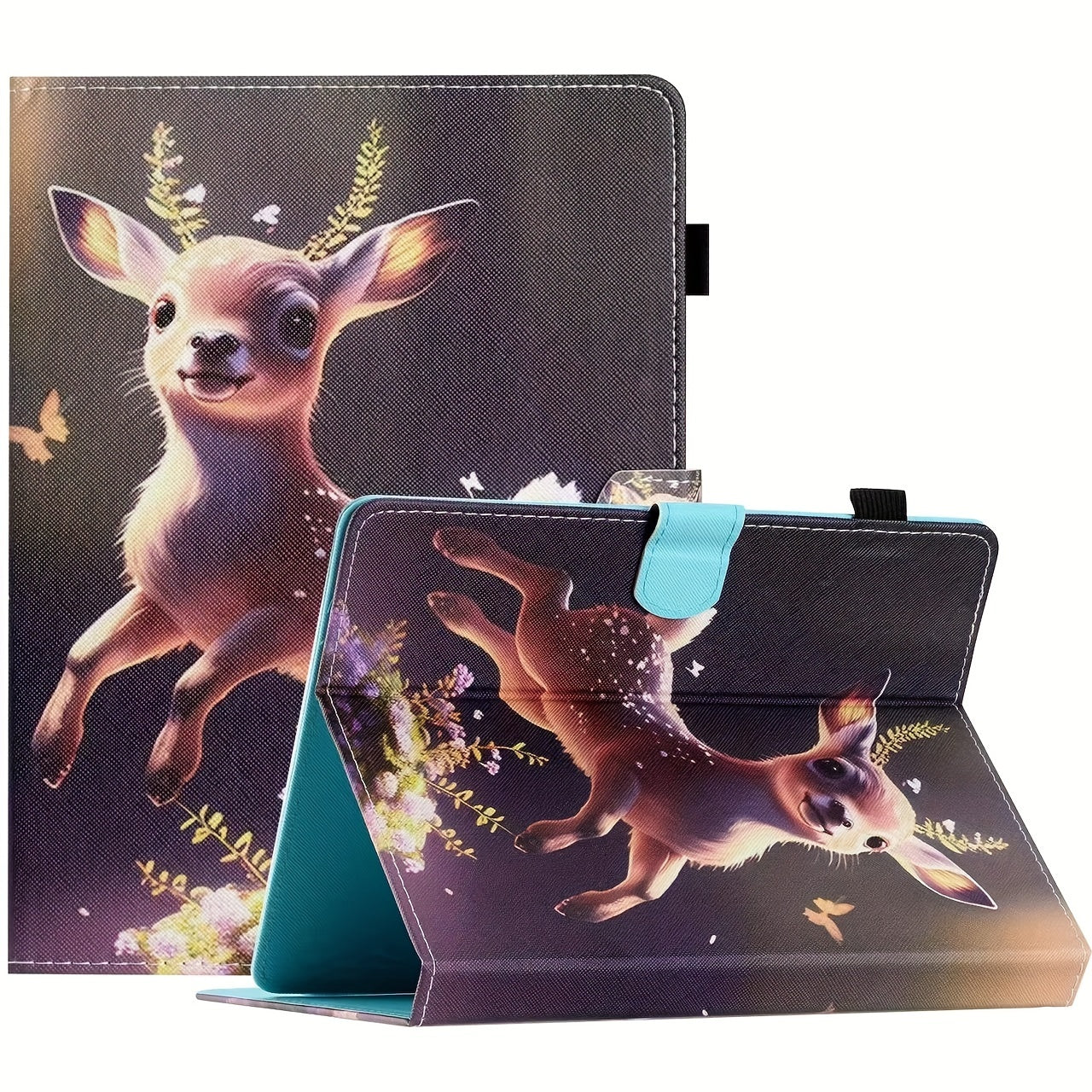 Faux Leather 10.1-Inch Universal Tablet Case - Magnetic Closure, Portable Folding Stand Folio for 9.6-10.5" Android/iOS/Windows Tablets - Card Reader Slot, Travel-Friendly