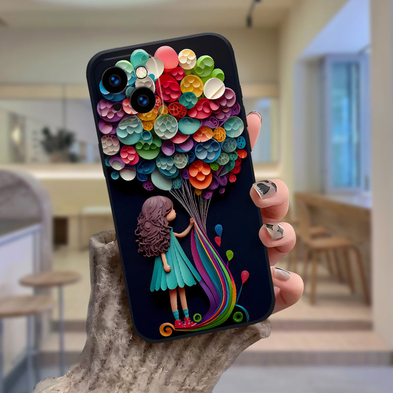 Phone Case Compatible with Iphone 16, 15 Pro Max, 14 Plus, 13, 12, 11 Pro Max - New Cartoon Design Flat Soft Cover - TT0257