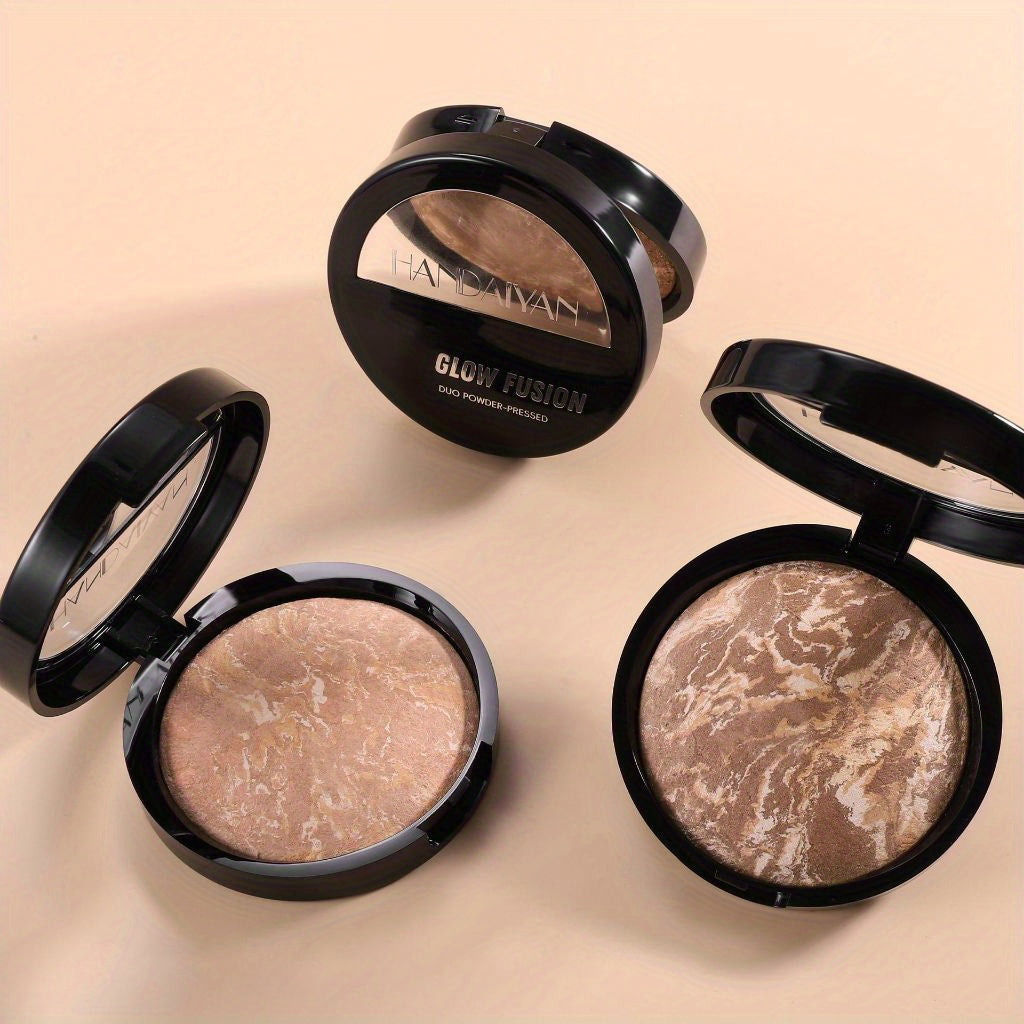 Marble Baked Powder Contour Palette - Nose Shadow, Blush, Highlighter, Long-Lasting Lightweight Foundation, Perfect for All Skin Types, Natural Finish, All-in-One Makeup Kit,