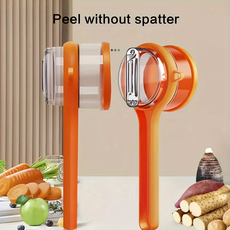 1pc Multi-Functional Peeler with Storage Bucket - Durable Plastic, Manual Operation, for Fruits & Vegetables, Kitchen Gadget, Food Prep Tool, Non-Electric, for Home Cooking / Food Preparation / Chefs & Home Cooks