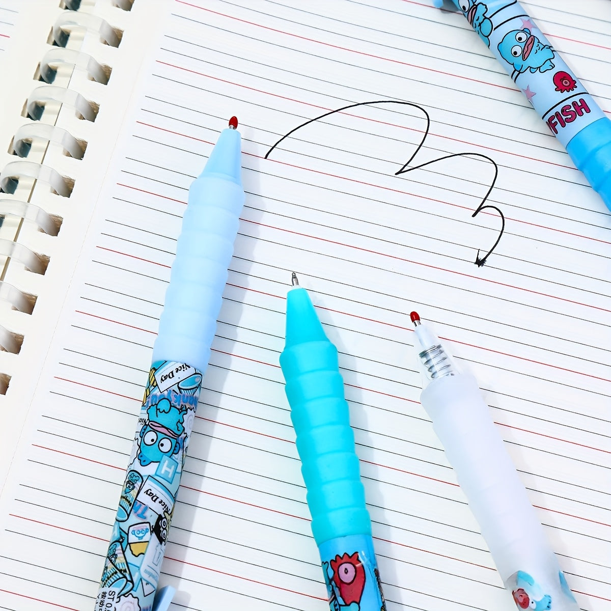 6pcs Sanrio Clownfish Quick-Dry Gel Pens, Fine Point, Black Ink, Smooth Writing for Journaling, Office Supplies, and School Stationery