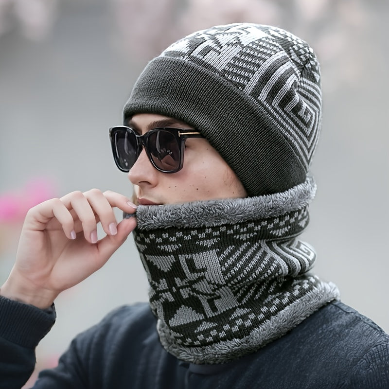 2pcs Men's Hat+Scarf Autumn