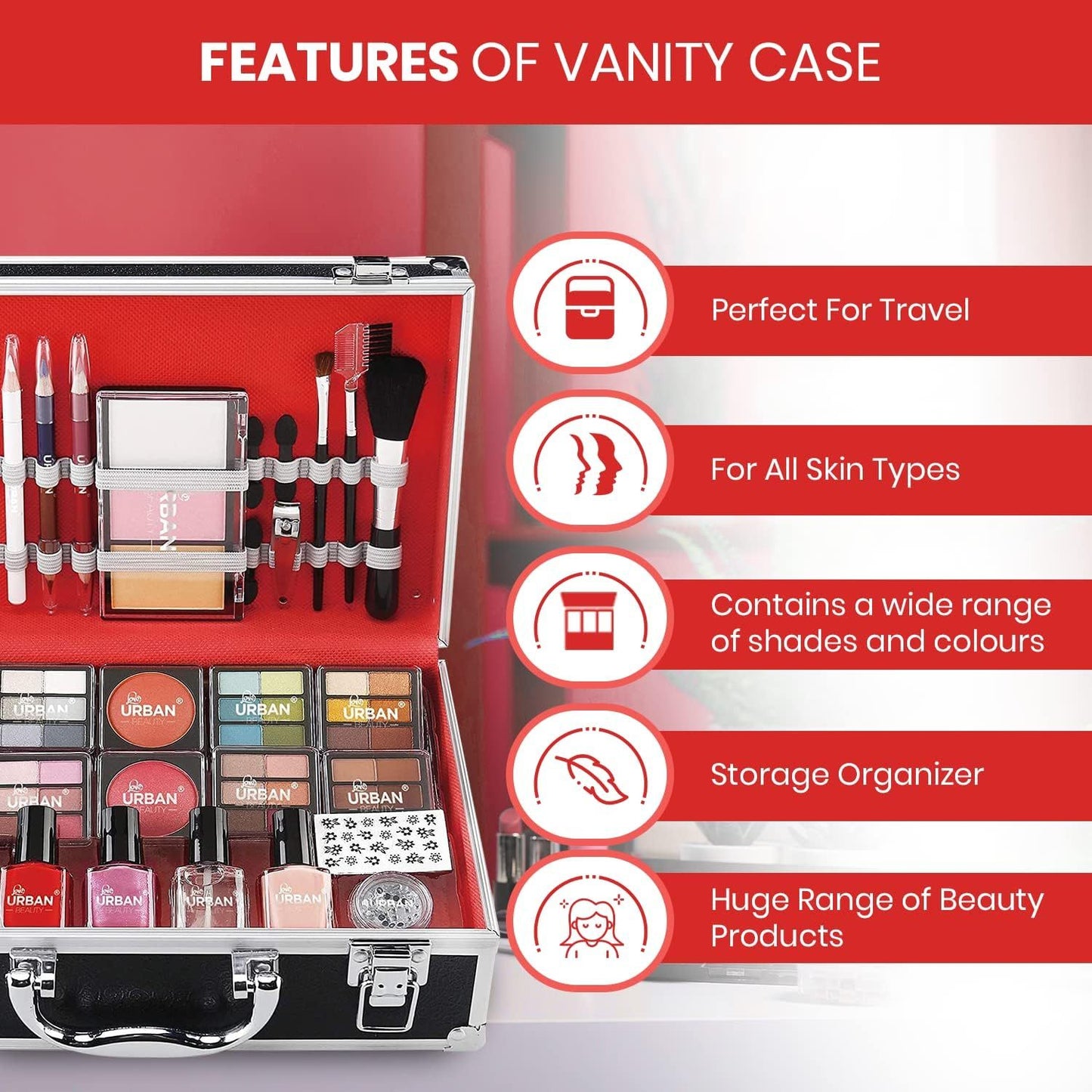 UK LOCAL SELLER - 76pcs Makeup Cosmetic Kit with Aluminium Vanity Case .