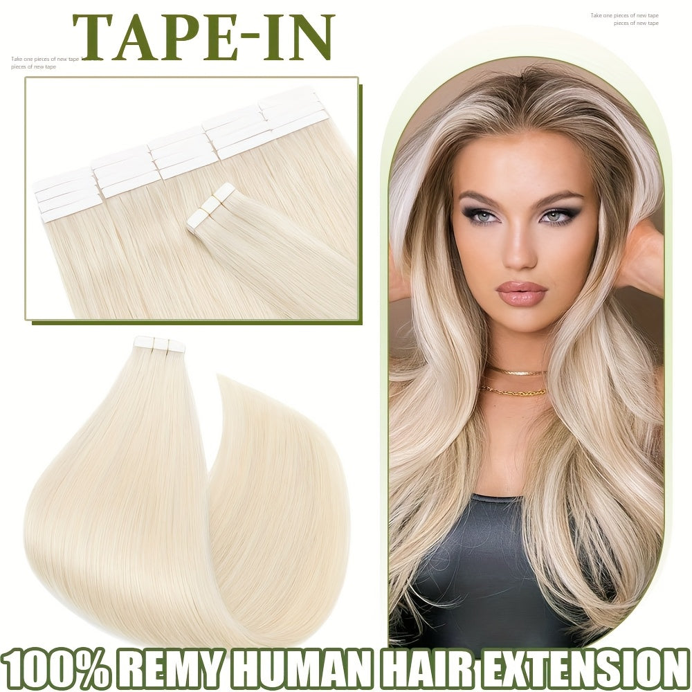 20pcs (50g Each) Brazilian Virgin Hair Extensions - 100% Remy Human Hair, Natural Brown/Blonde/Red/Black/, Straight Hair Extensions with Seamless Beige Weft, Long 35.56-60.96 cm Lengths for Women.