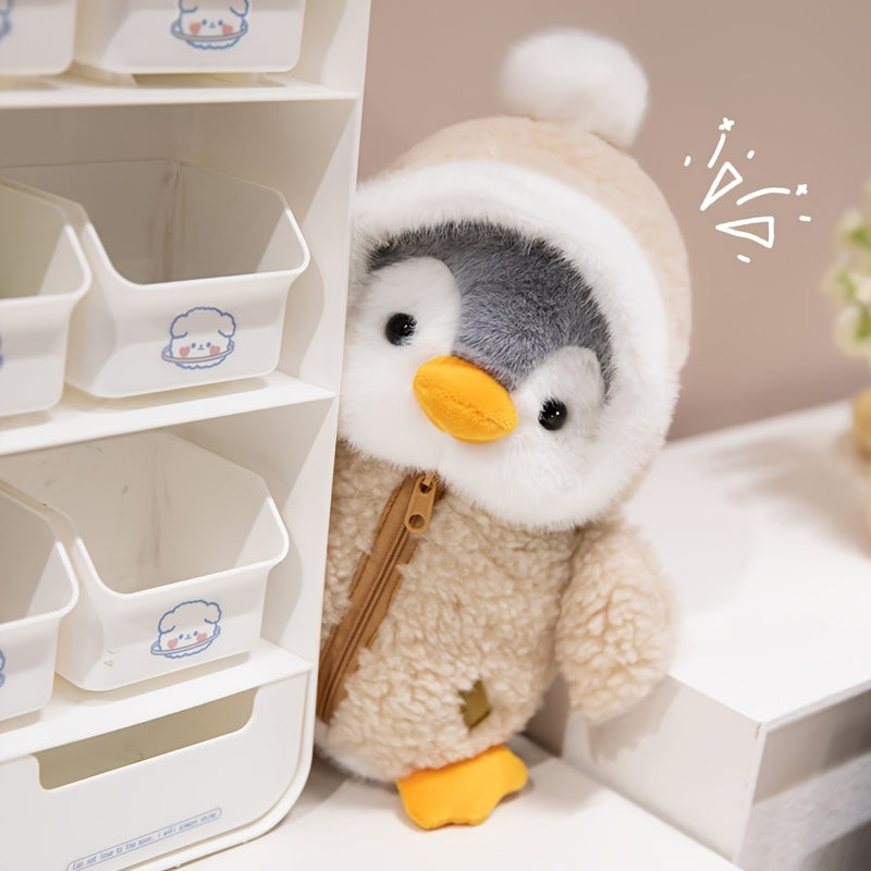 1pc Adorable Penguin Plush Toy with Hat, Soft Polyester Stuffed Animal, Perfect Christmas Gift for Kids