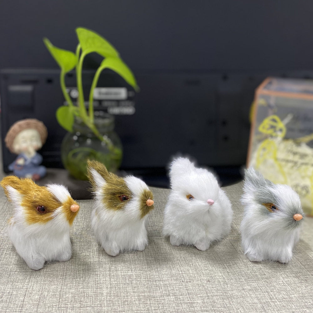 4pcs Handmade Easter Bunny Statue-Multi-Functional Holiday Decoration Suitable for Home and Bookshelf Display, Non-Electric, Less Feather, Suitable for Christmas, Halloween, Hankka, Thanksgiving, Anime Theme Decoration