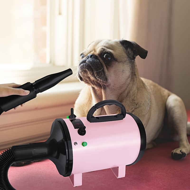 2800W Low Noise Pet Dog Cat Grooming Hair Dryer with 2.5M Hose, 3 Different Nozzles, and Heater