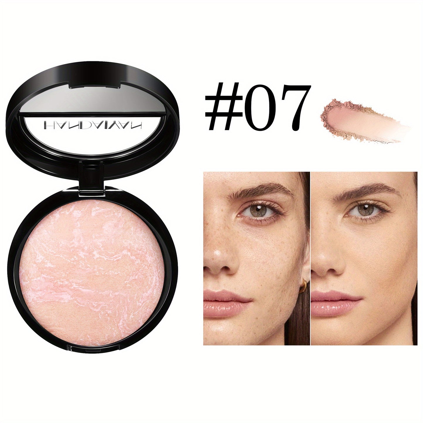 Marble Baked Powder Contour Palette - Nose Shadow, Blush, Highlighter, Long-Lasting Lightweight Foundation, Perfect for All Skin Types, Natural Finish, All-in-One Makeup Kit,
