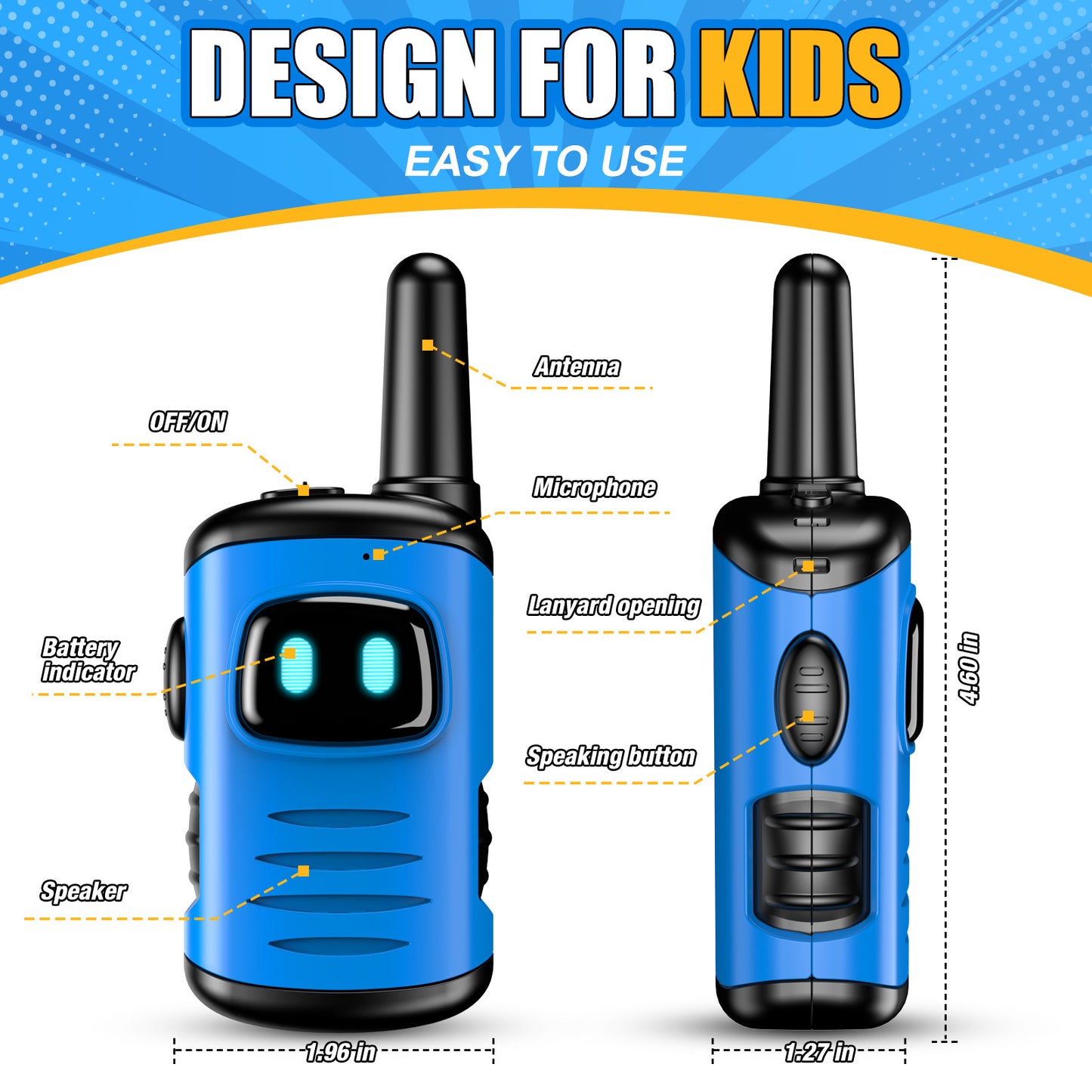 2 PCS Walkie Talkie Kids, Toys for 3-8 Year Old Boys Toys Age 4 5 6 7 8 9 Year Old Gifts Kids Toys Walkie Talkie for Outdoor Activity Camping Garden