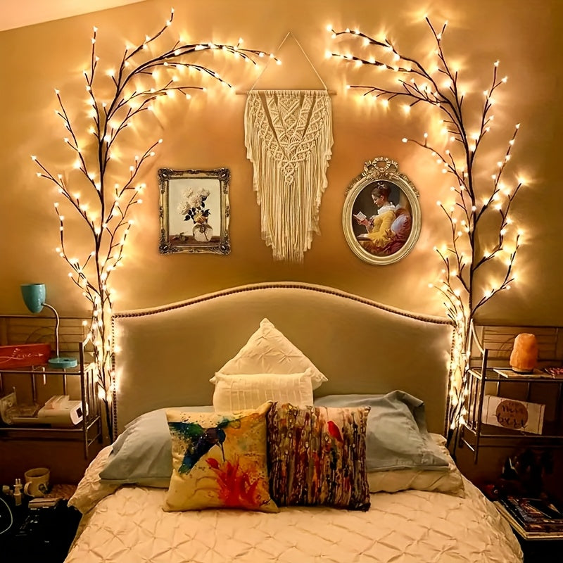 1pc USB Powered 96LEDS Bendable Willow Vine Lights Birch Tree Light, 8 Modes Rattan Decorative Light, Night Light Indoor Atmosphere Decorative Light for Home Living Room, Party Festival, Gift for Birthday Christmas Valentine'