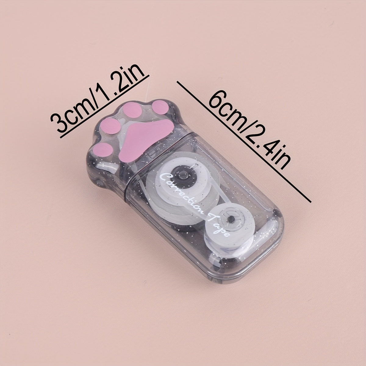 1pc Cat Claw Design Correction Tape, 6m Large Capacity, Transparent with Sequin Embellishments, Creative Mistake Correcting Essential, Ideal Gift for Friends, Plastic Material, No Battery Required