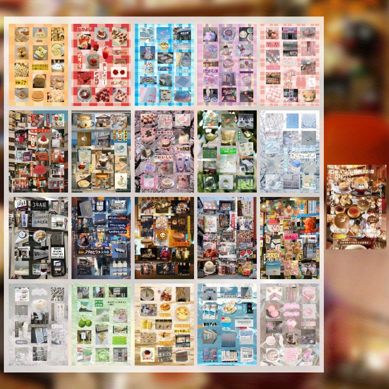 20 Japanese Ancient Cute ins Sticker Books- Glittering Memories Collection, DIY Scrapbook and Craft Accessories for Albums, Diaries, Phone Cases, Water Bottles, Guitars, Skateboards and Luggage, Scrapbook Stickers