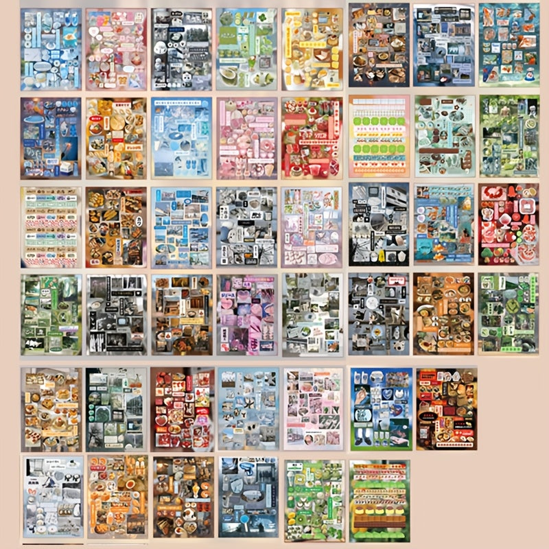 1 Book of 45 Sheets, Japanese Style Cartoon Fantasy Stickers, Mixed Color Self-Adhesive Glitter Decals, Glossy Irregular Shapes for DIY Scrapbooking, Album, Journal, Phone Case, Water Bottle, Car, Laptop, Guitar, Bicycle, Ska