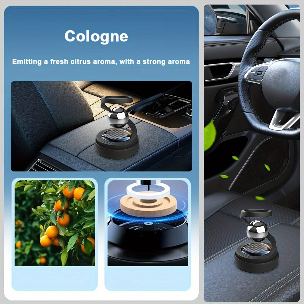 1pc Solar-Powered Rotating Car Aromatherapy Diffuser, Long-Lasting Fragrance, Dashboard Decor, Interior Accessory, Compatible with Balm/Tablets/Sticks