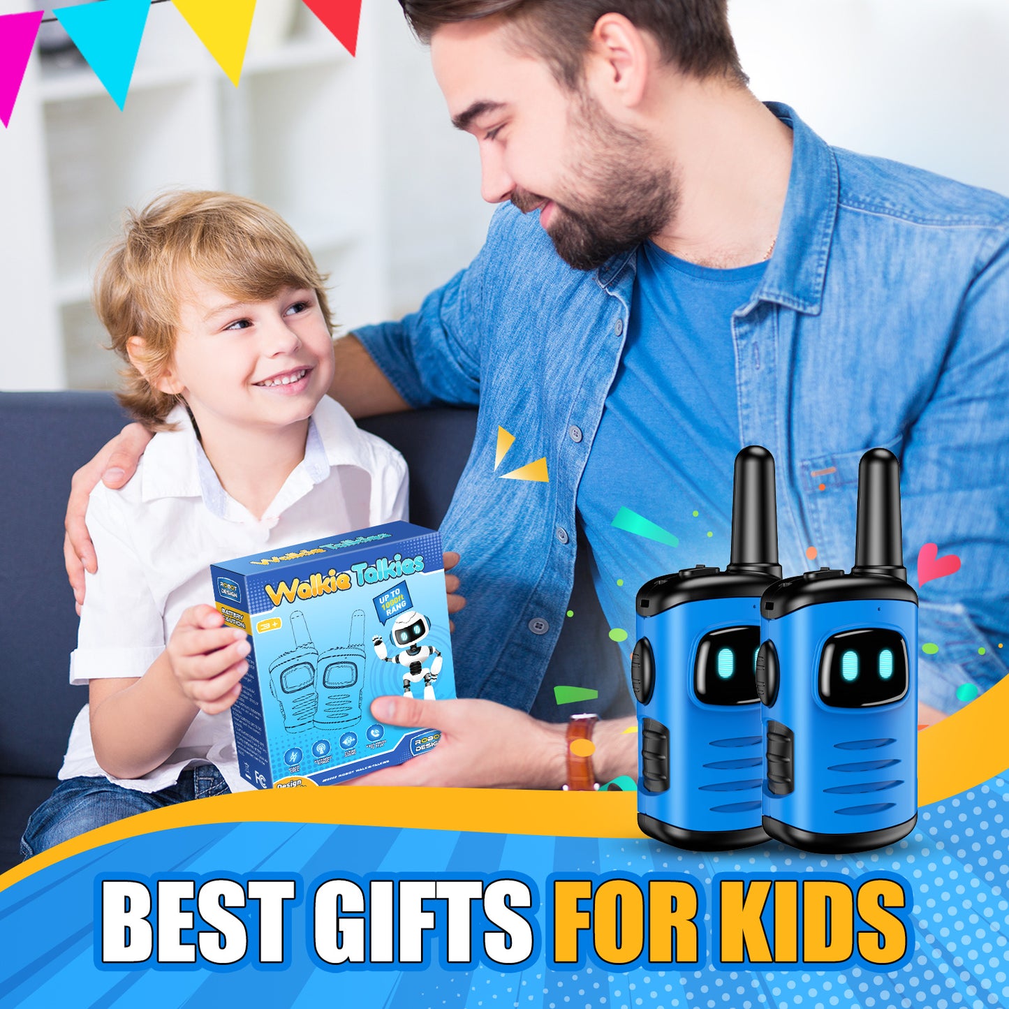 2 PCS Walkie Talkie Kids, Toys for 3-8 Year Old Boys Toys Age 4 5 6 7 8 9 Year Old Gifts Kids Toys Walkie Talkie for Outdoor Activity Camping Garden