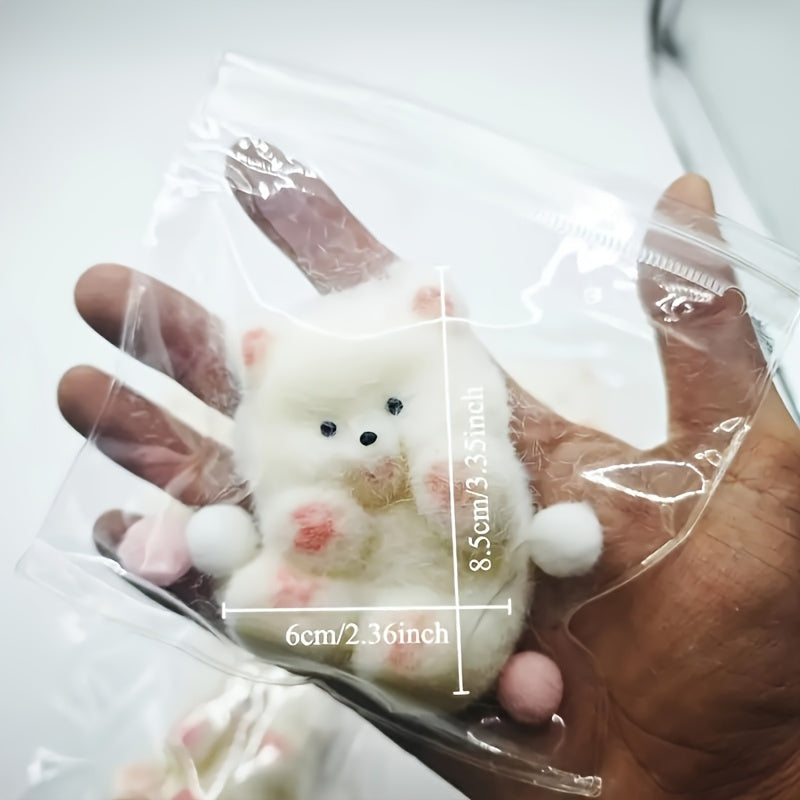 1pc Cuddly Soft Plush Puppy Toy - Slow Rebound, Stress Relief Squeeze Companion, Rubber Material, White with Pink Accents