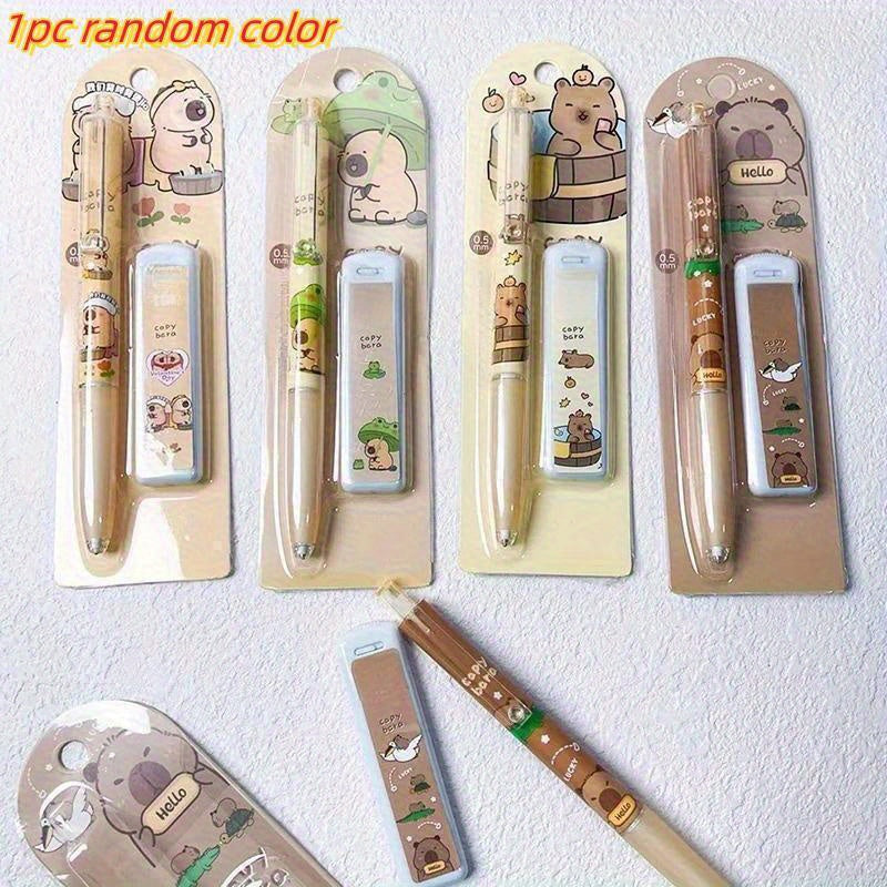 1pc Capybara Series High-Value Automatic Pencil Set, 0.5mm, Suitable for Office and School Stationery, School and Office Supplies, Back-to-School Essentials, Ideal Choice for Thanksgiving, Halloween, Christmas
