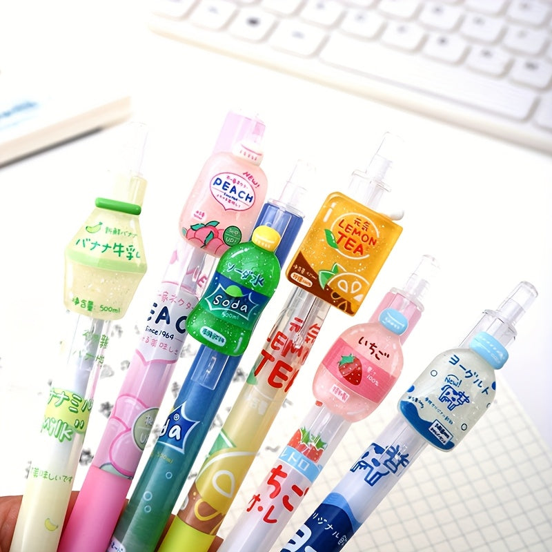 3-Pack Drink-Themed Click Gel Pens - Soda Bottle Styled Retractable Pens with Quick-Dry Ink, Smooth Writing for Office, School & Kawaii Stationery Lovers