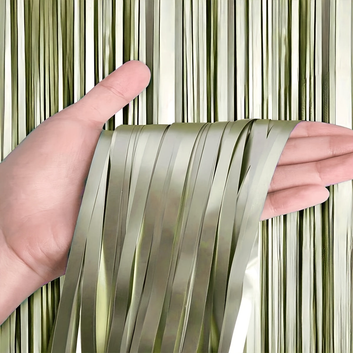 1pc Matte Sage Green Tassel Backdrop, 100.0x200.0cm - Perfect for Weddings, Birthdays, and Themed Parties - Versatile Celebration Decor with Shimmering Plastic Tassels, Party Backdrop|Shimmering Decor|Durable Plastic Tassel,