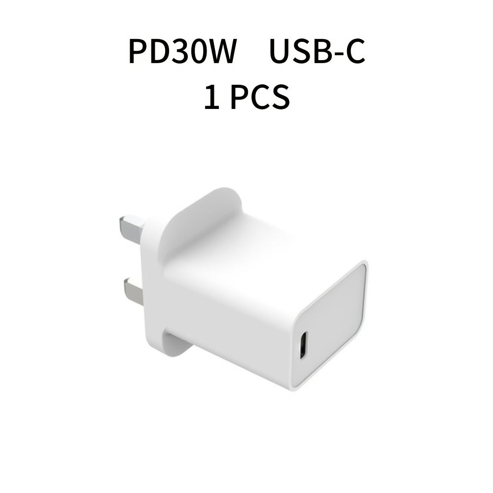 30W Fast and Portable PD USB-C Charger: Compatible with Macbook Air 13/12, Ipad Pro 13/12.9, Ipad Air 5/4, Mini 6, Ipad 10, Iphone 15, Pixel 8/7-2pcs/1pc - White