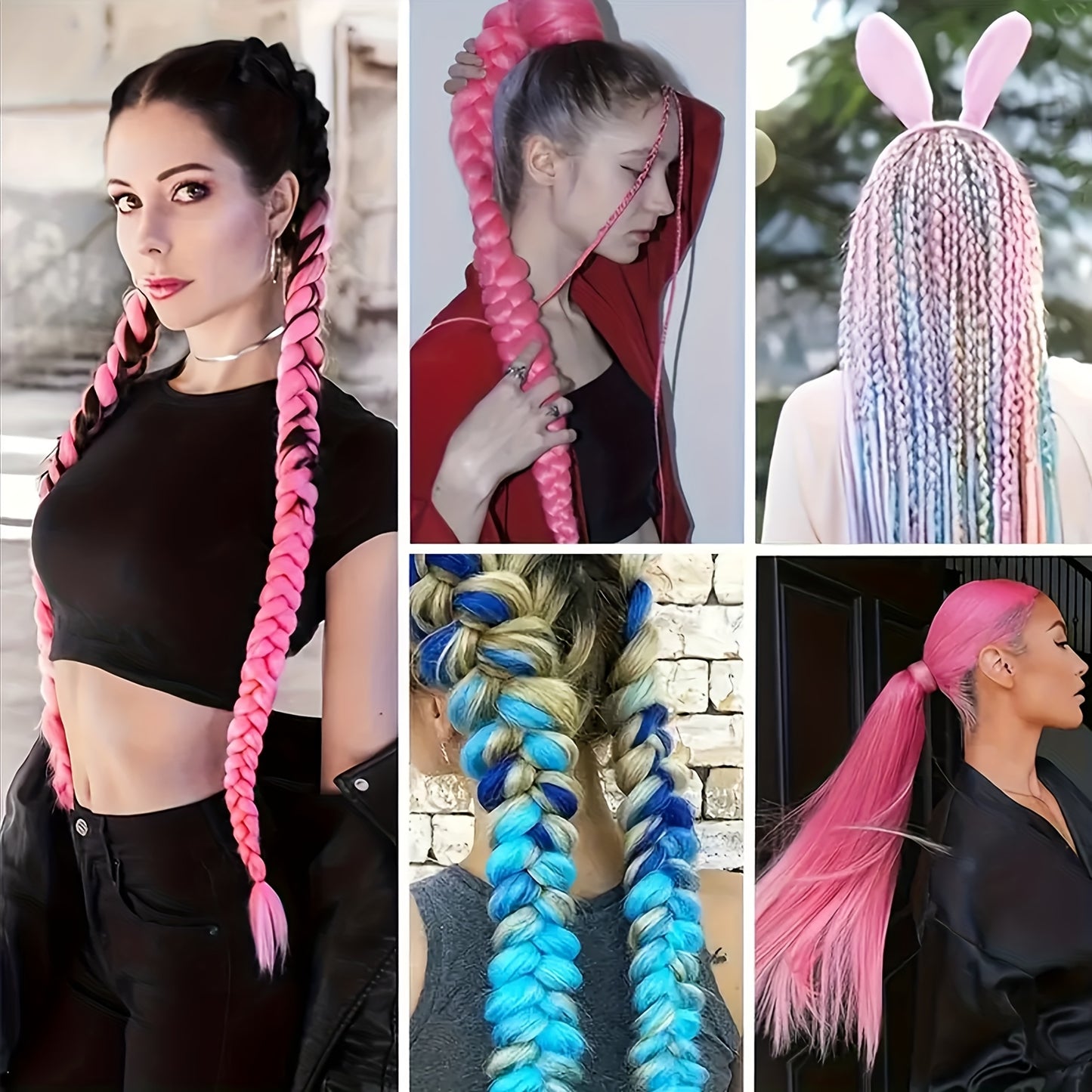 Vibrant Rainbow Gradient Hair Extensions for Women .