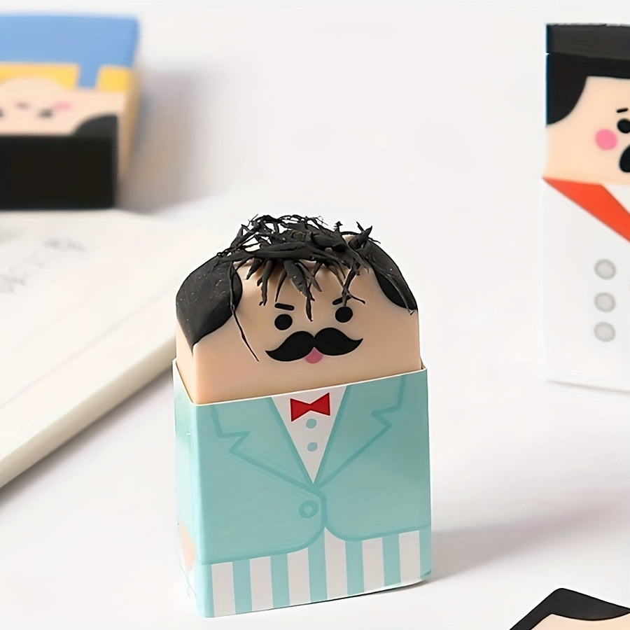 4pcs Of Novelty Bald Man Eraser Interesting Stationery School Supplies