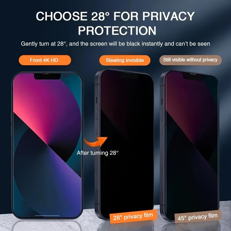 3-Pack Glossy Anti-Spy Glass Screen Protector for iPhone 11/12/13/14/15 Pro Max/X/XS/XR/XS Max, High Strength, Anti-Scratch, Anti-Fingerprint, Oil Stain Resistant, Perfect Touch Feel