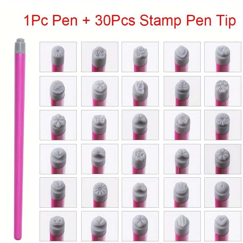 Professional Nail Art Set 16/31pcs Professional Nail Art Stamping Pen Set | DIY Nail Design Templates, Dot Matrix Printing Tools, Sealing Pens, Pen Holders, Replaceable Tip Sets - Handicraft Style Nail Sealing Kits for Home