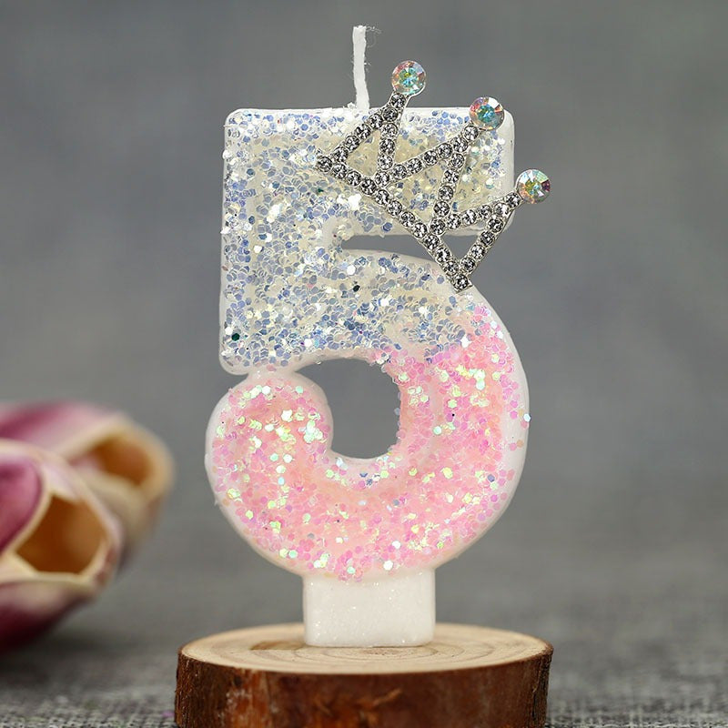 3D Princess Cake Topper Candle, Single Pack Glitter Number Birthday - Paraffin Wax, Single-Wick, Irregular Shape - for Party Decoration Supplies