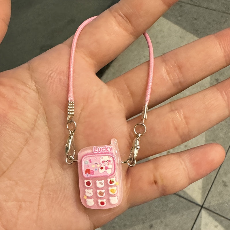 Adorable Cartoon Animal Resin Keychain with Colorful Phone Charms - Fun Bag Accessory and Gift Idea for Women