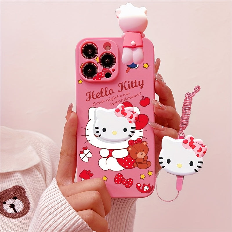 Sanrio Cartoon Mobile Phone Case - Vibrant Full-Coverage TPU Soft Shell with Stand - Compatible with iPhone 16/15/14/13/12/11/XS/XR/X Plus Pro Max, Cute and Fashionable Design
