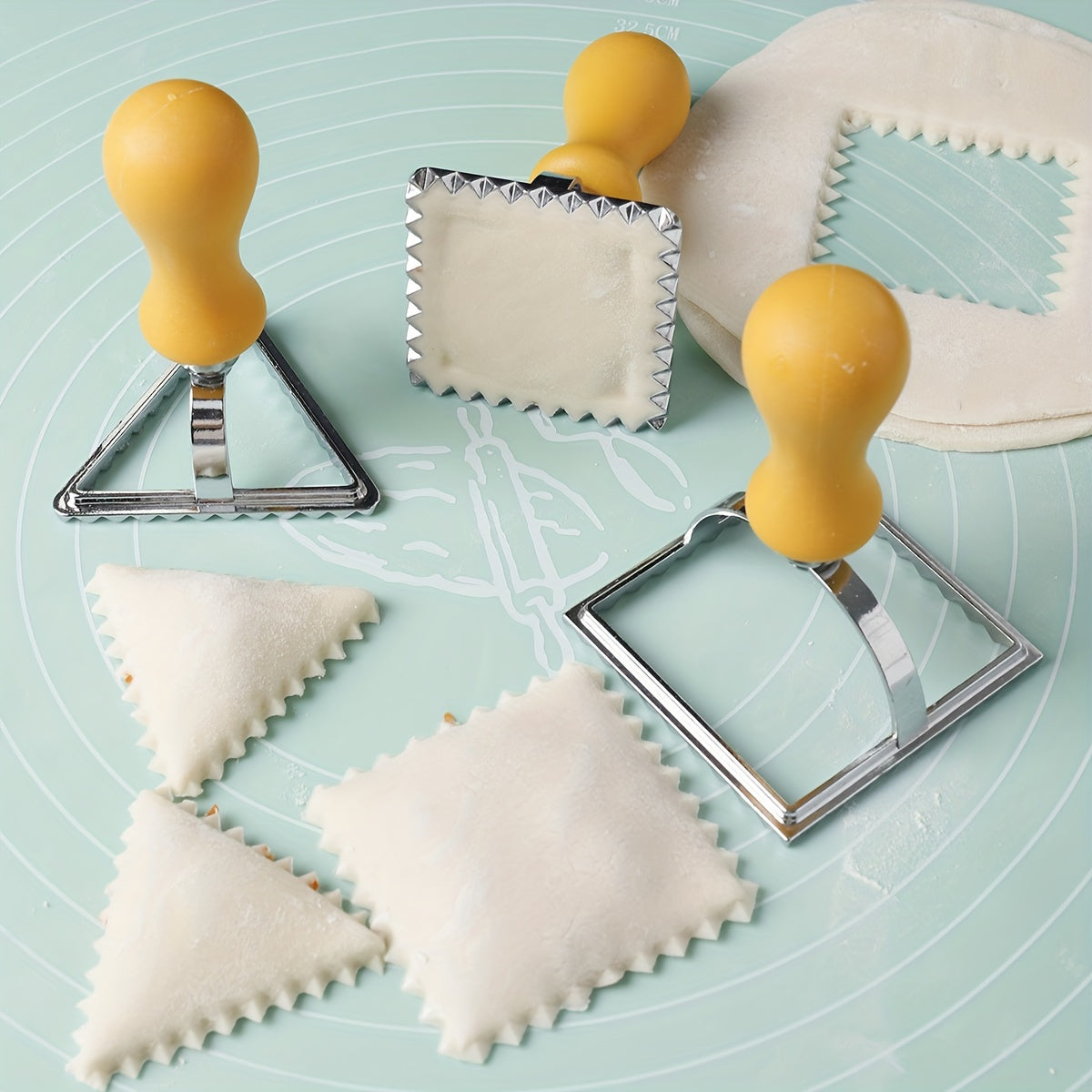 3pcs, Cookie Cutters With Handles, Pastry Cutters, Biscuit Molds, Dumpling Molds, Baking Tools, Kitchen Accessories