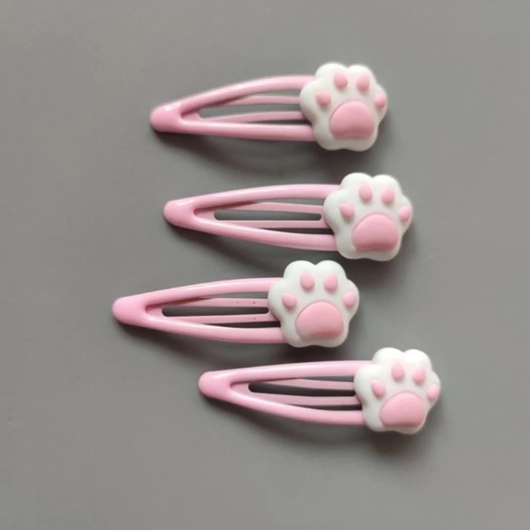 2/4/8pcs Pink And Tender Hair Clip, Cute Cartoon Cat Paw Hair Accessory, No Harm to Hair, Sweet And Girlish Heart, Student Hair Clip Hair Accessory, Headwea