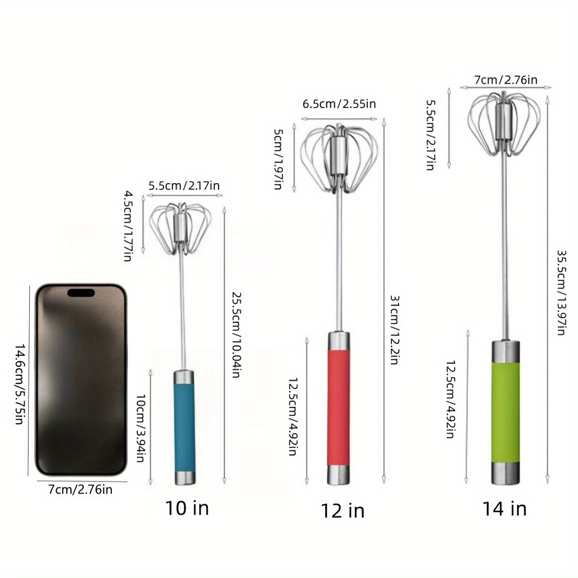 1pc Portable Stainless Steel Semi-Automatic Whisk - Easy Mix for Eggs & Cream, Ideal for Home Baking, Camping & Picnics, Durable Kitchen Tool with Colorful Handles, Baking Tool|Semitransparent Whisk|Durable Construction