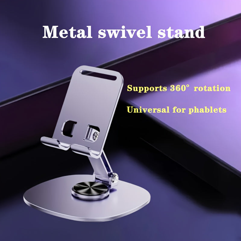 360° Rotating Metal Phone and Tablet Stand | Foldable Desktop Holder with Suction Cup Base | Adjustable Height & 180° Tilt | Multi-Angle Viewing Angle | Sleek Metallic Finish | Ideal for Office Use, Portable Device Stand |