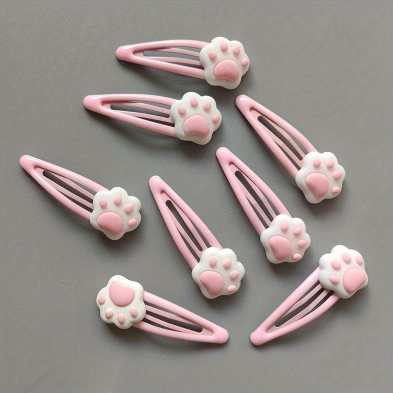 2/4/8pcs Pink And Tender Hair Clip, Cute Cartoon Cat Paw Hair Accessory, No Harm to Hair, Sweet And Girlish Heart, Student Hair Clip Hair Accessory, Headwea