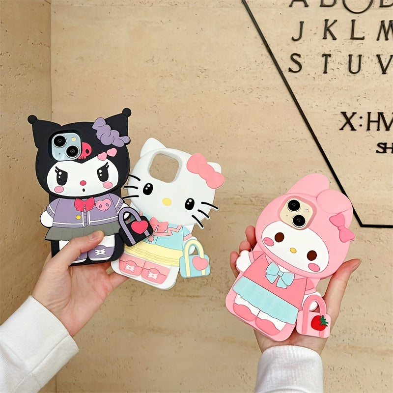 Licensed Cartoon Handbag for Kuromi Compatible with Iphone 16 Pro Max/15/14/13/12/11 Phone Cases, Apple 14 Pro Drop-Resistant Phone Protective Case.
