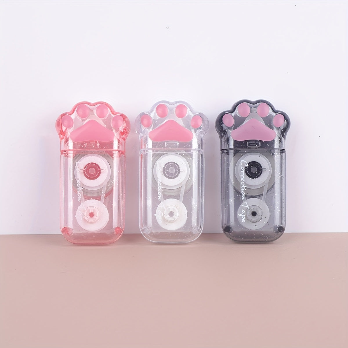 1pc Cat Claw Design Correction Tape, 6m Large Capacity, Transparent with Sequin Embellishments, Creative Mistake Correcting Essential, Ideal Gift for Friends, Plastic Material, No Battery Required
