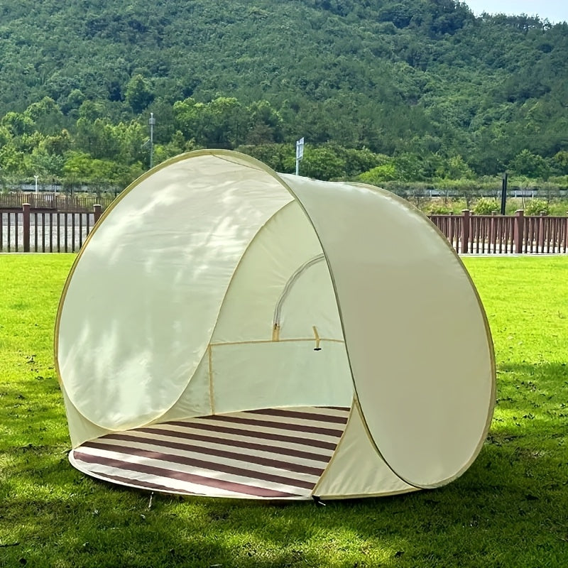 Automatic Instant Pop-up Sun Shelter, Portable Beach Tent, UV Protection, Easy Zipper Closure, with Compact Carry Bag.