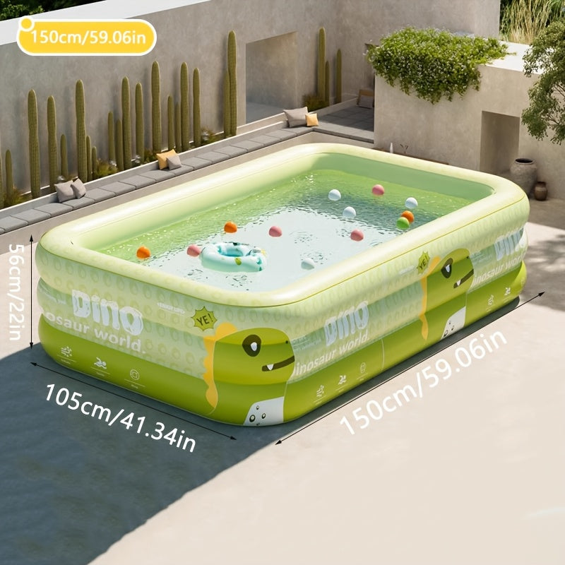 Large Dinosaur-Themed Inflatable Pool with Playground Features - Durable PVC, Foldable & Portable, Ideal for Family Water Play & Yard Pool Parties, Outdoor Water Play|Dinosaur Theme Pool|PVC Inflatable Pool