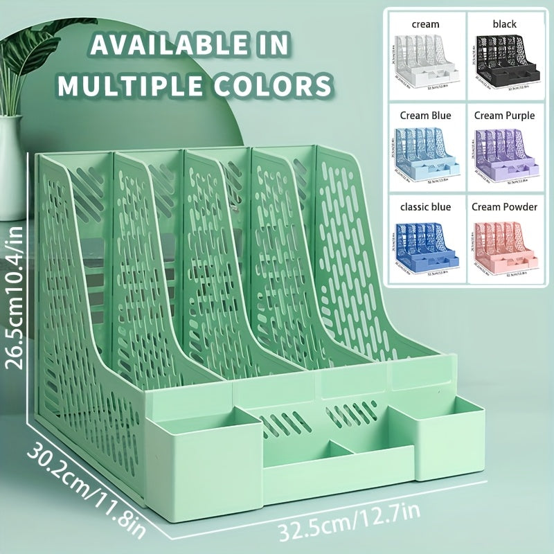 Desktop File Organizer, 4 Compartments, Removable, Space-Saving