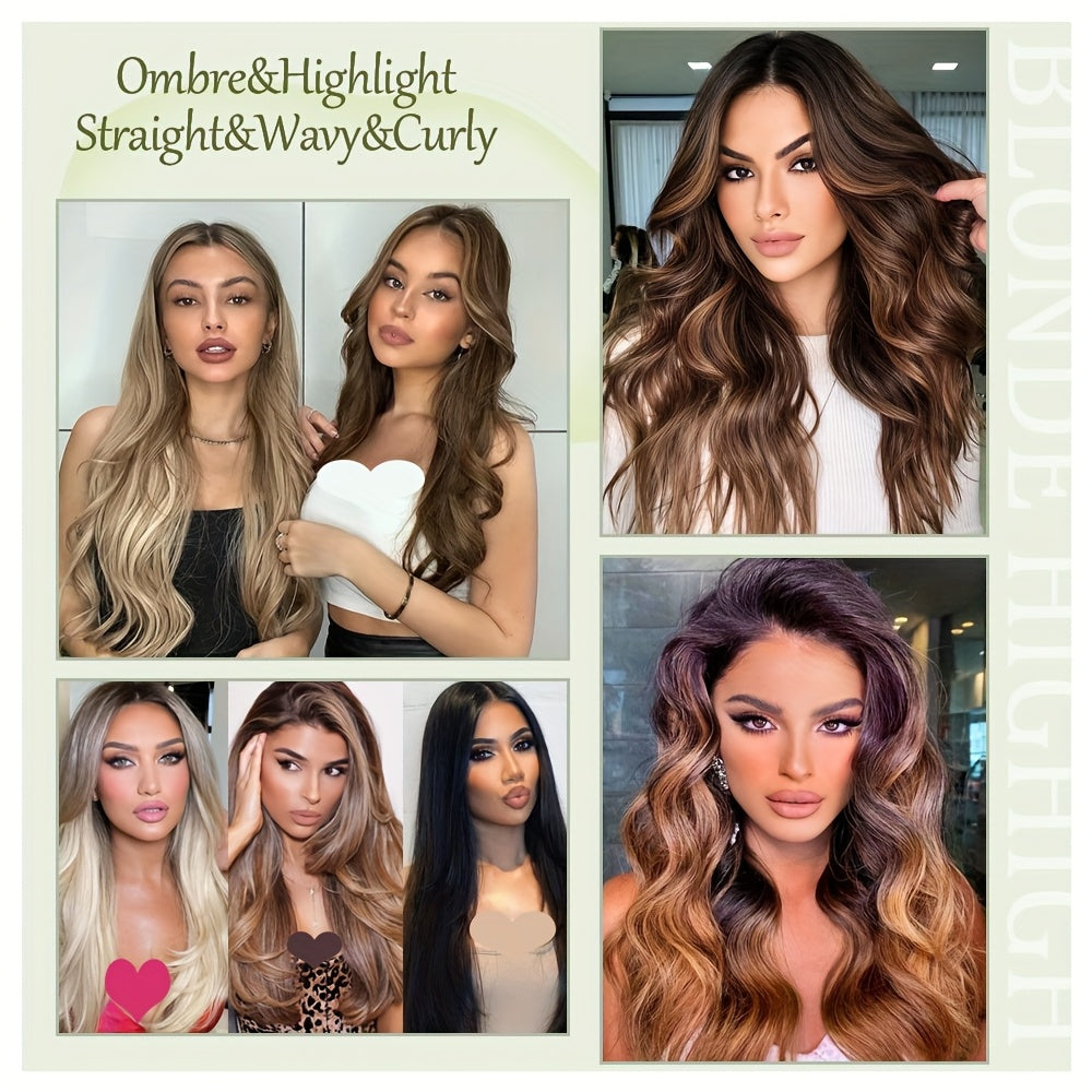 20pcs (50g Each) Brazilian Virgin Hair Extensions - 100% Remy Human Hair, Natural Brown/Blonde/Red/Black/, Straight Hair Extensions with Seamless Beige Weft, Long 35.56-60.96 cm Lengths for Women.