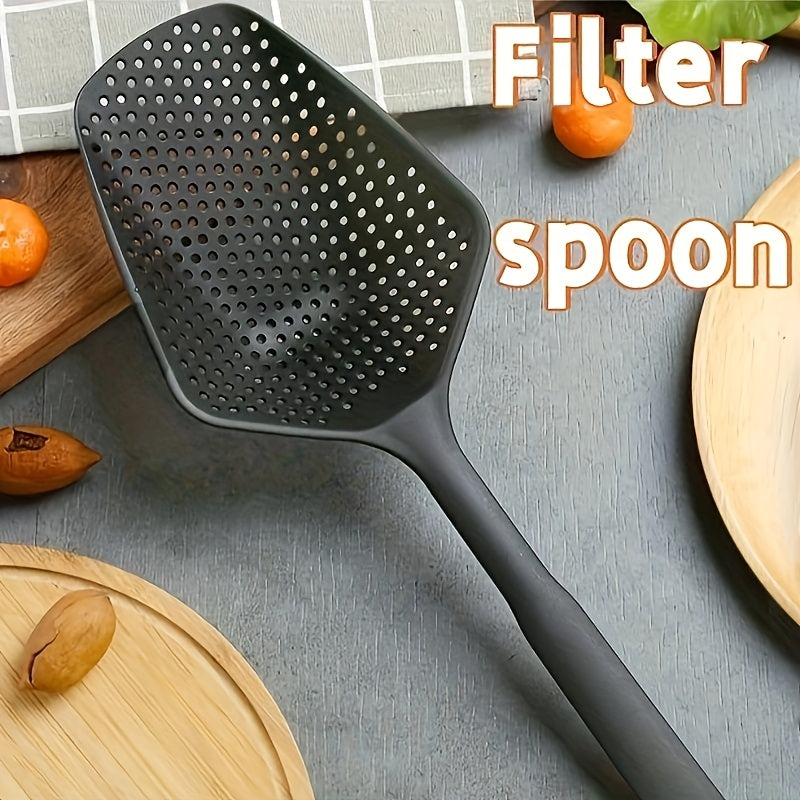 1pc Durable PP Plastic Kitchen Strainer Spoon, Integrated Cooking Draining Scoop, Rust-Resistant, No Electricity Required, Ideal for Christmas, New Year, Valentine'S Day, and Housewarming Gifts