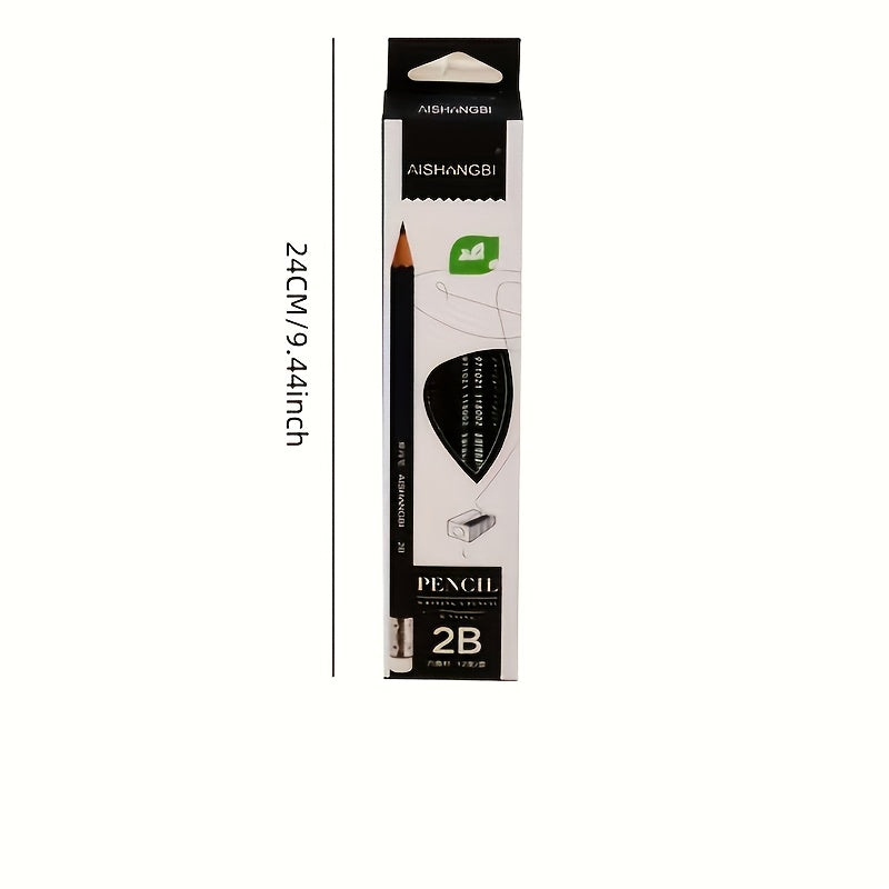 12pcs/Box New 2B Pencil Writing Utensils Sketch Set Pencil Hand Drawing Painting Tools 2B Exam Pencil Art Supplies Pen Stationery Fine writing tools