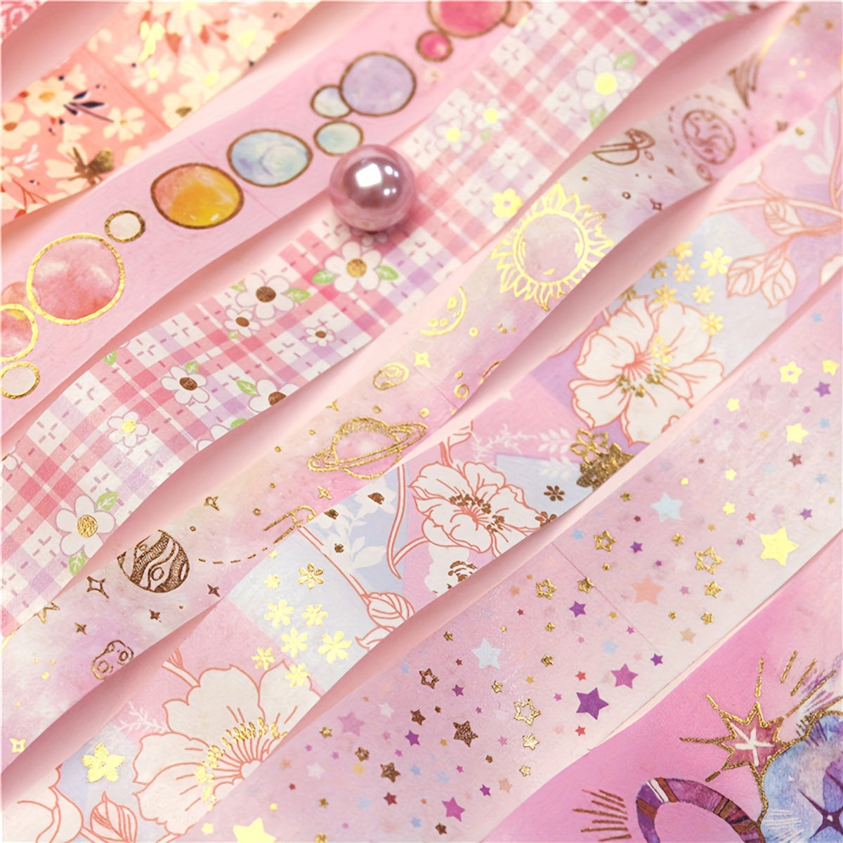 9 Rolls Golden Foil Washi Tape Set