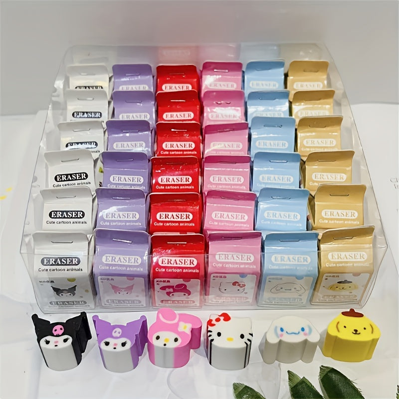 18pcs Cute Creative Milk Box Eraser | Durable Rubber Material, Perfect for Learning and Office Supply