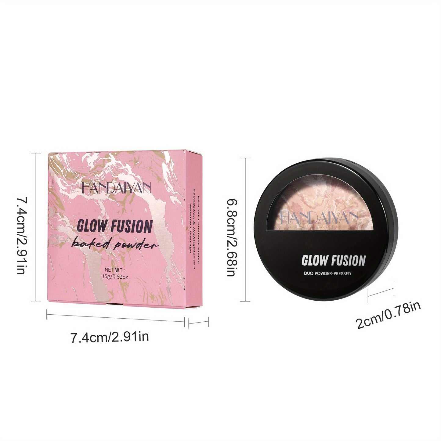 Marble Baked Powder Contour Palette - Nose Shadow, Blush, Highlighter, Long-Lasting Lightweight Foundation, Perfect for All Skin Types, Natural Finish, All-in-One Makeup Kit,