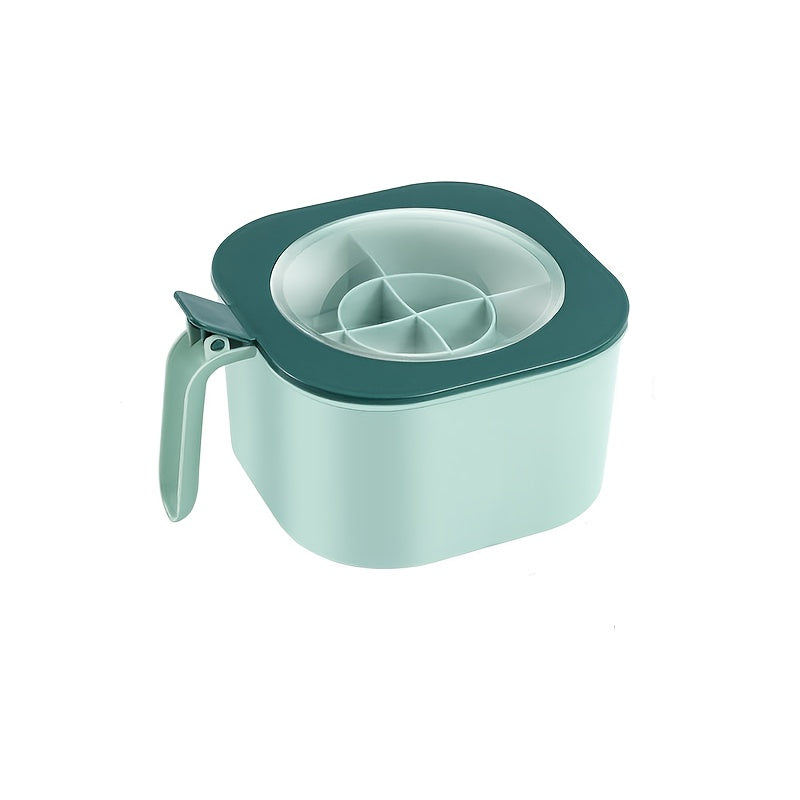 Large Capacity Spice Box with Lid and Spoon - Durable ABS Material, Four-Compartment Integrated Multi-Functional Kitchen Seasoning Container.