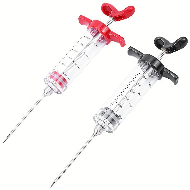 30ml Plastic BBQ Marinade Syringe - Easy-to-Use Meat Injector Tool with Clear Measurement Markings, Perfect for Seasoning Turkey, Steaks, and Vegetables, Kitchen Cooking Accessory, Easy Grip Handle, Sturdy Construction